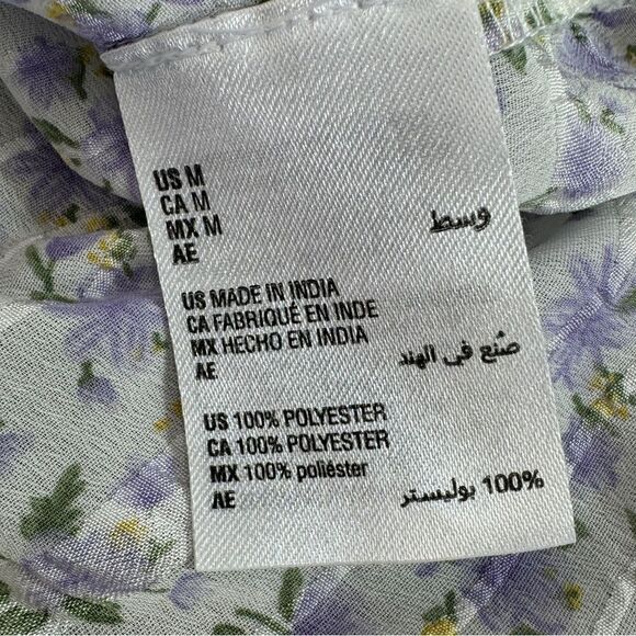 And Now This Floral Button Front Crop Utility Shirt Blouse White Purple Medium - Picture 12 of 14